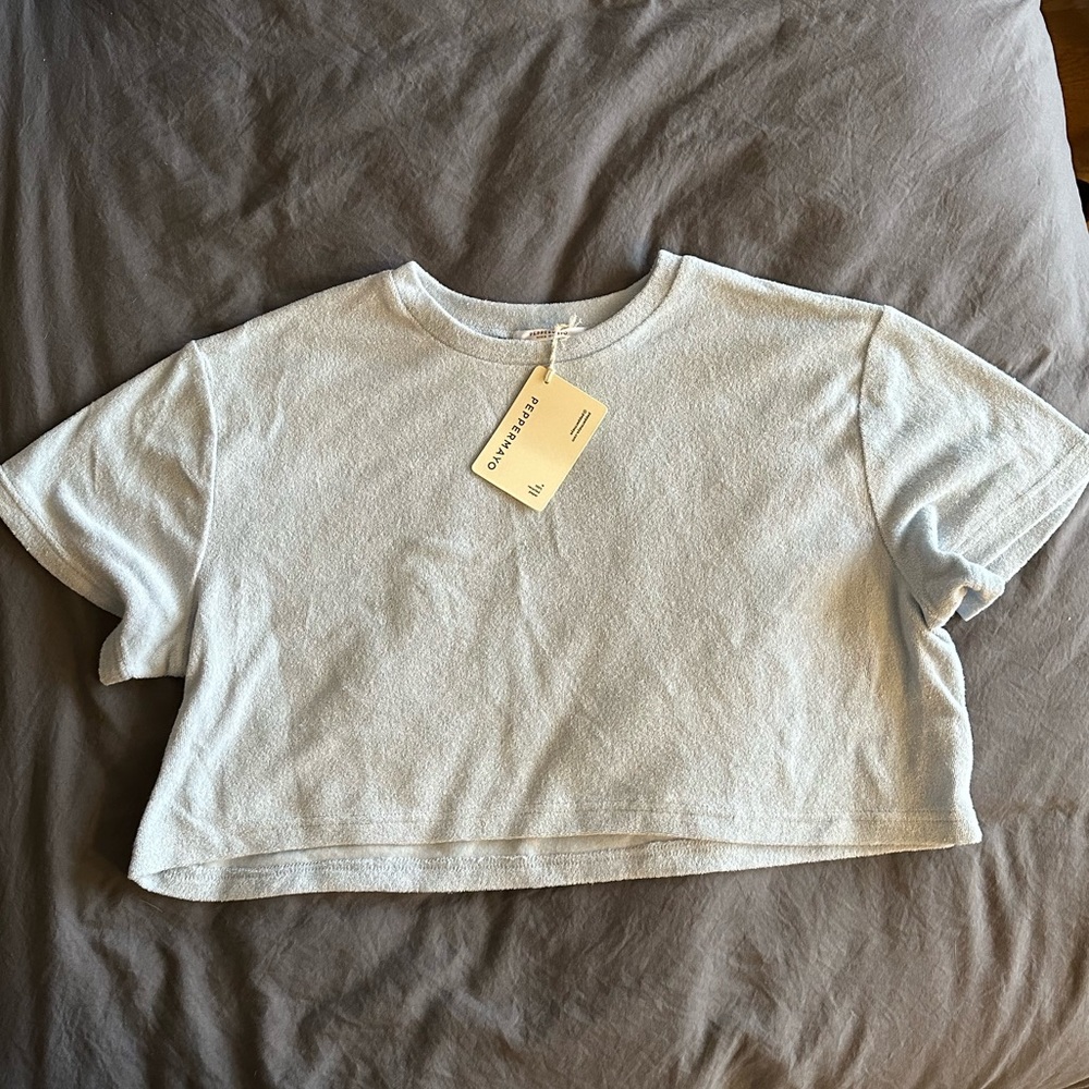 Light Blue Terrycloth Cropped Tee